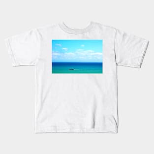 Heavenly view of the Adriatic Sea in Ortona with intensifying color and a boat Kids T-Shirt